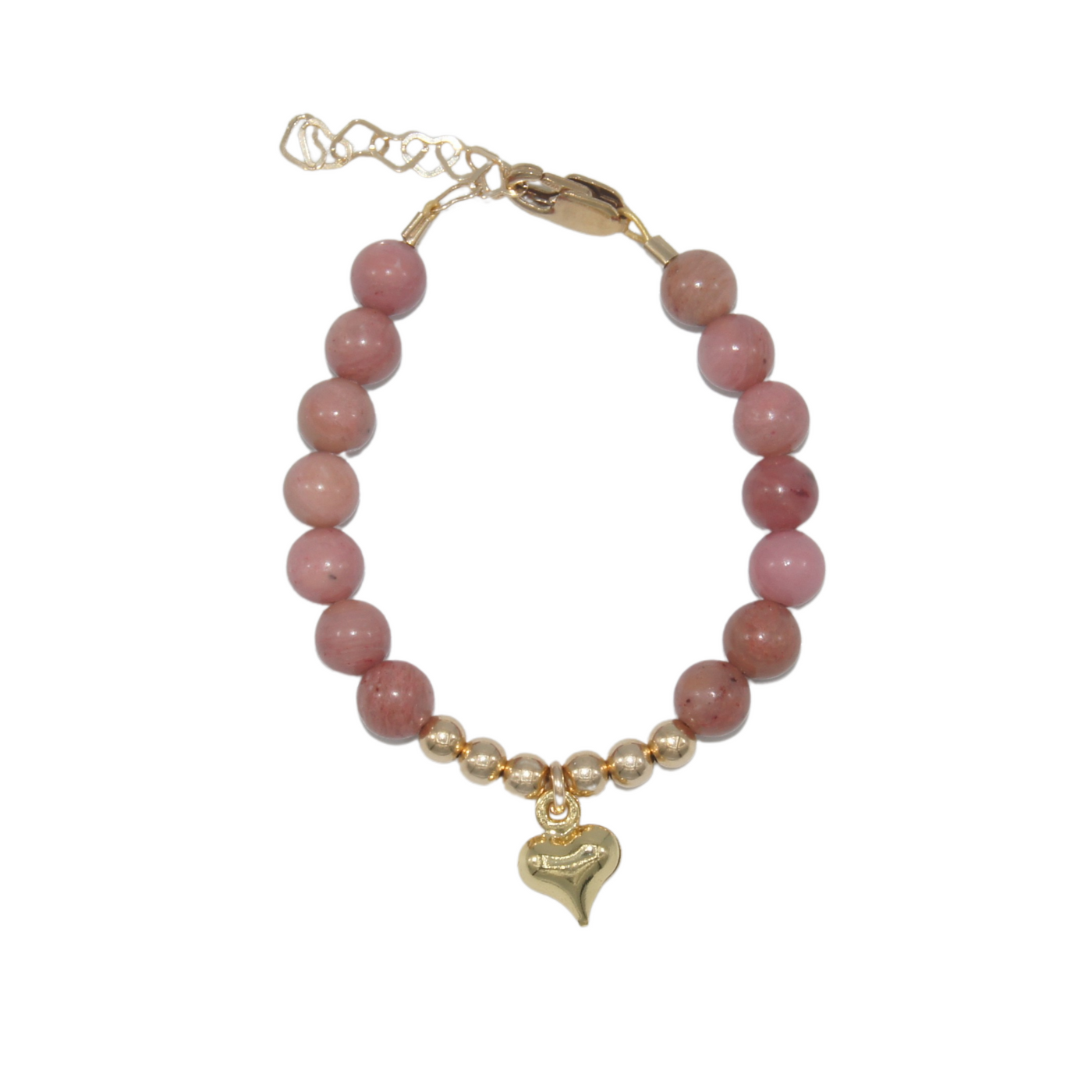 #G179- Mauve and Gold Heart Charm Bracelet