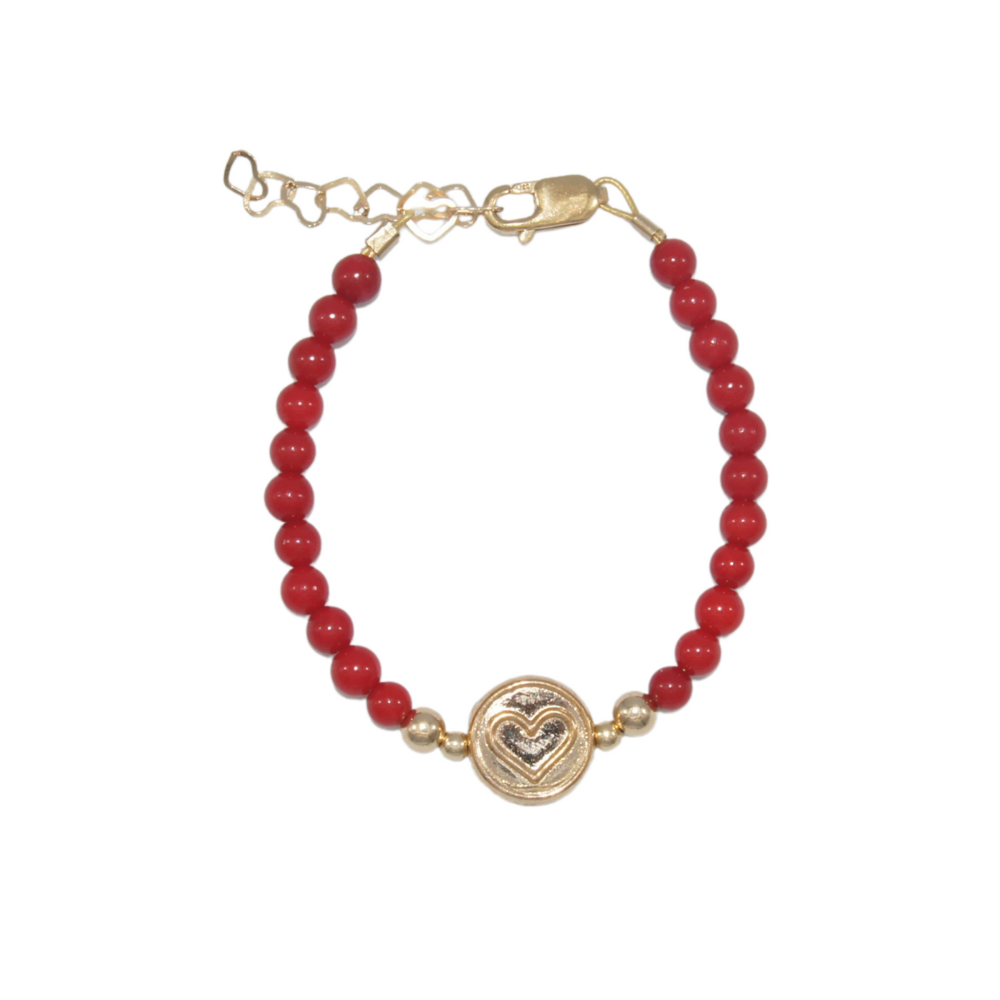 #G170-Red with Gold Round Heart Bracelet