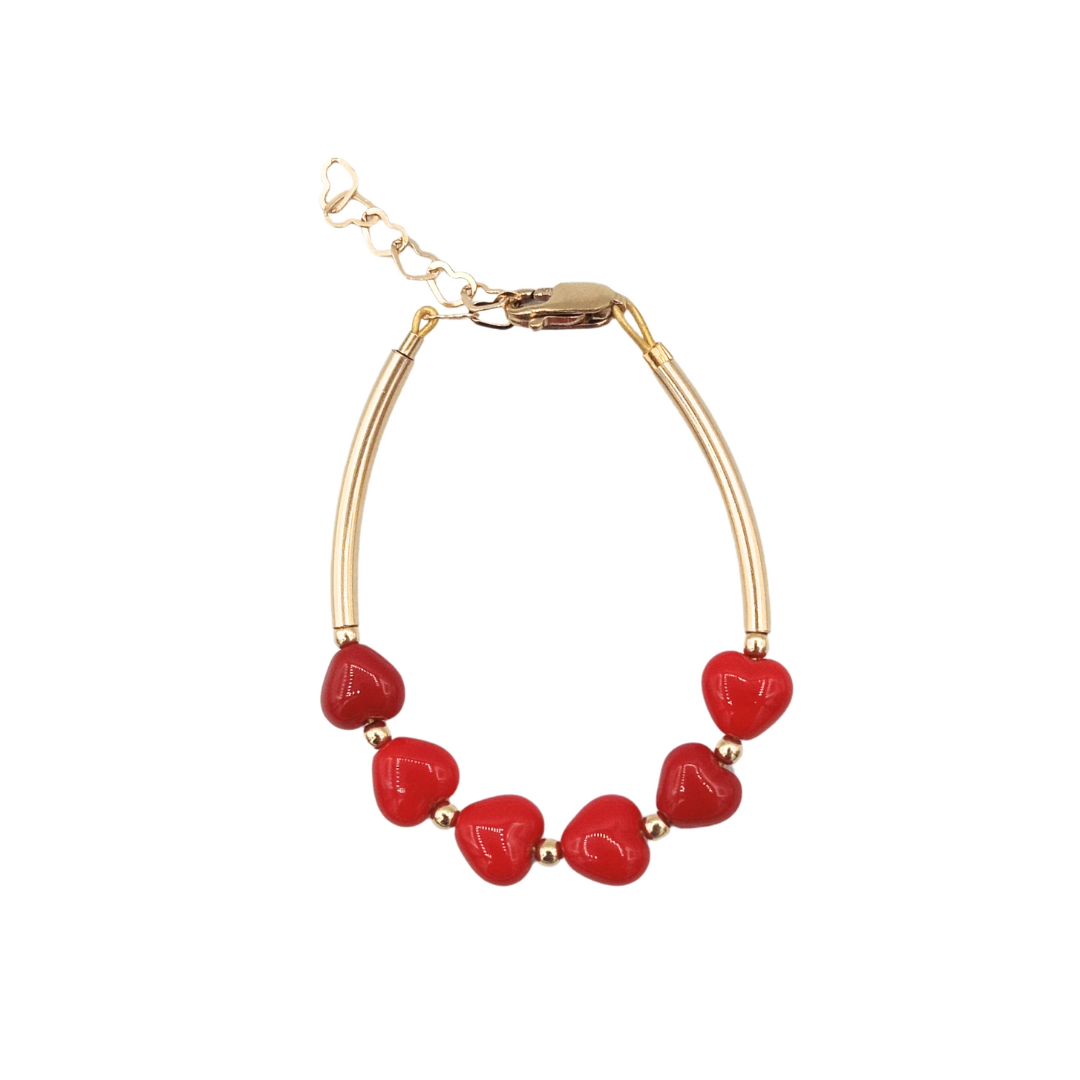 #B003- Red Heart Banglet Bracelet