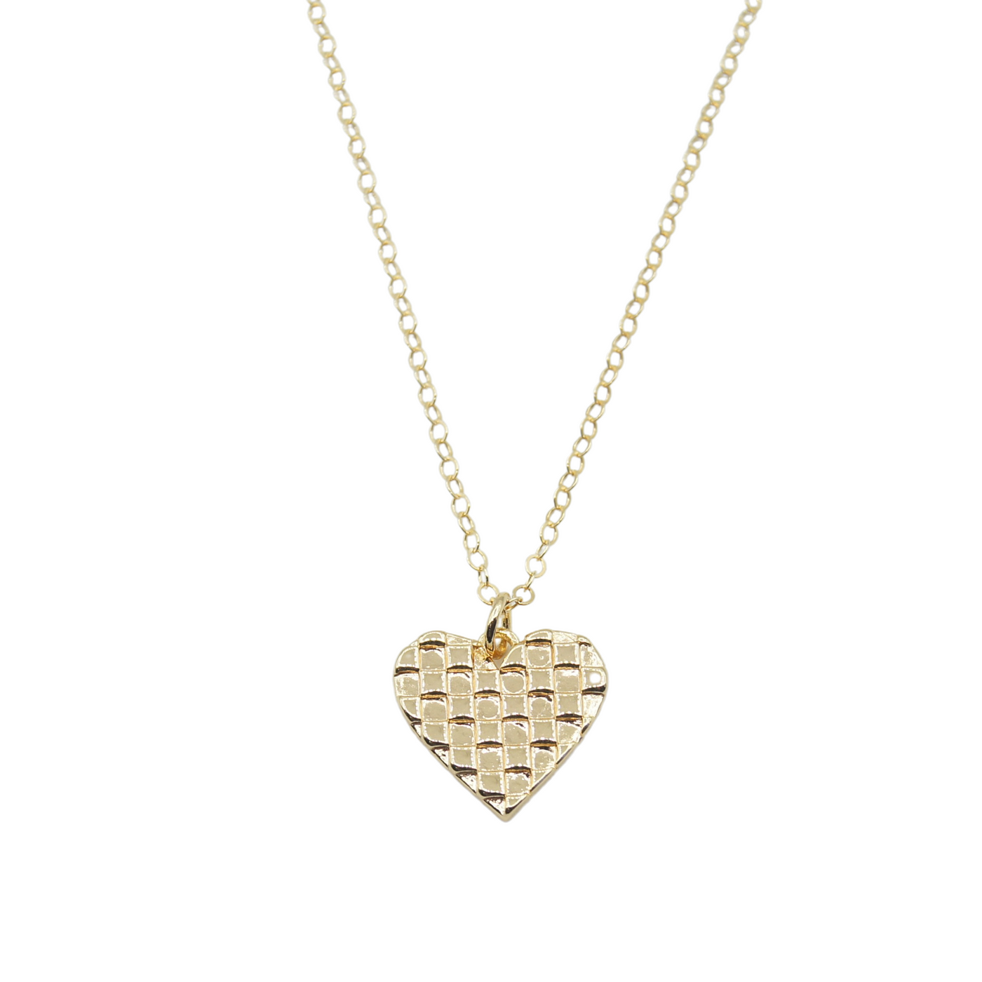 Gold Checkered Heart Necklace