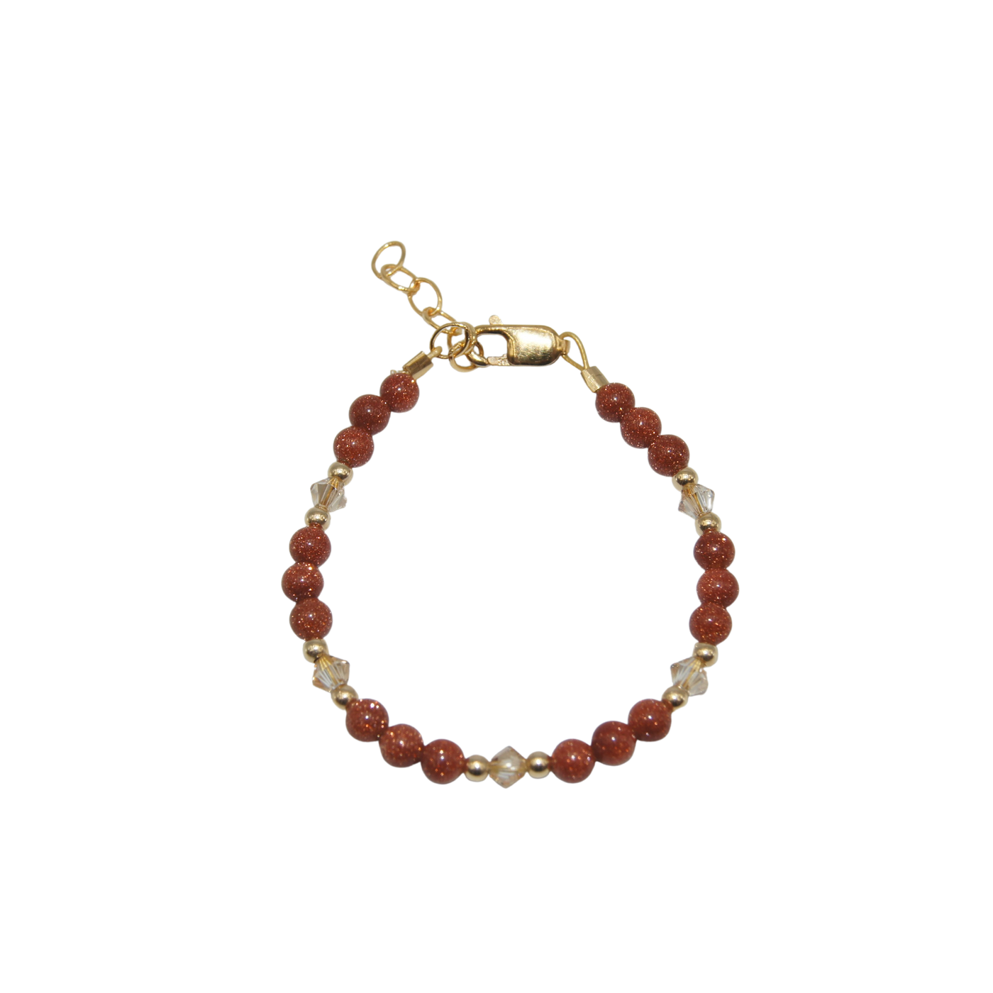 #G141- Brown Goldstone and Crystal Bracelet