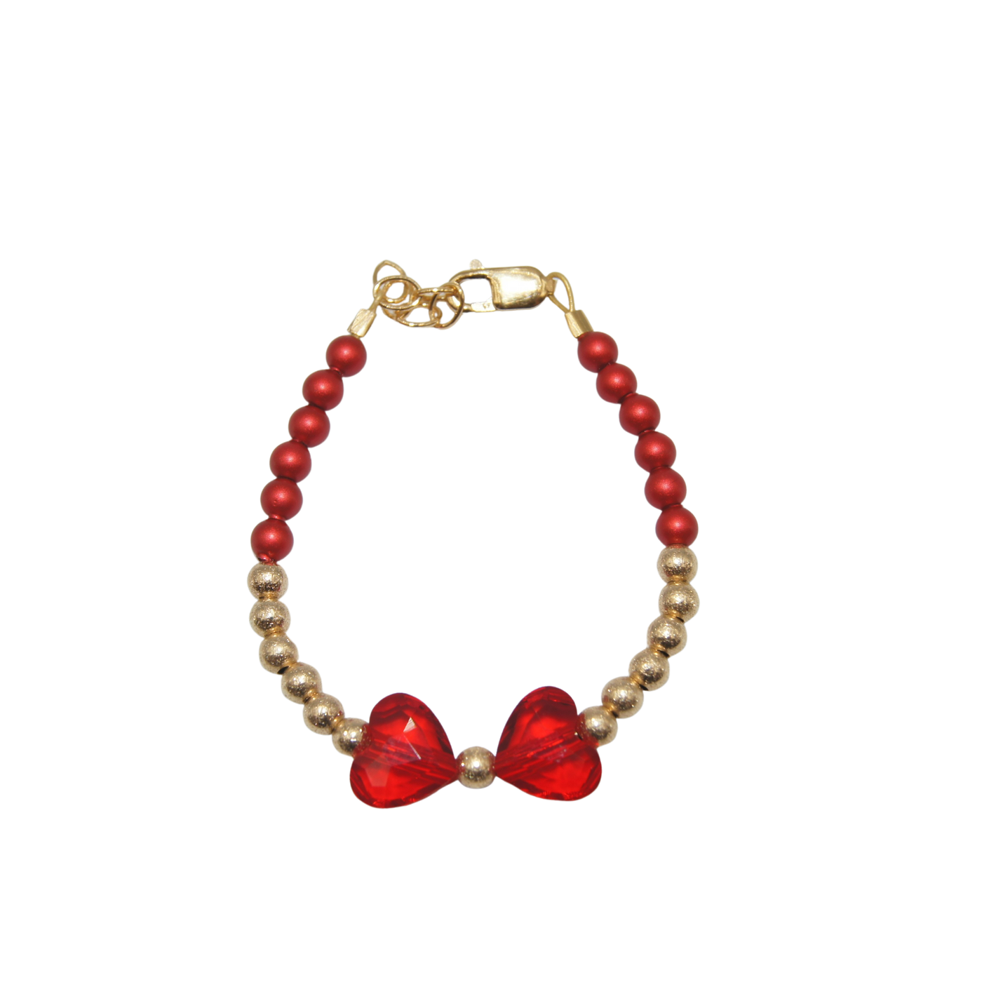 #G148- Pearlescent Red and Gold Bow Bracelet