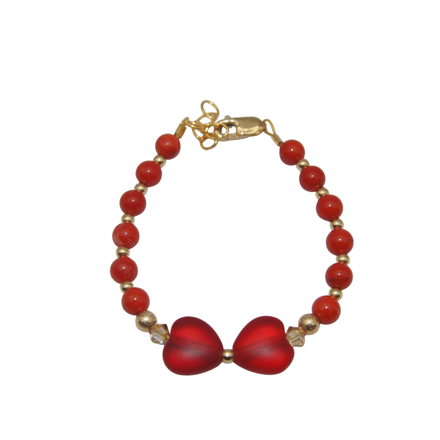 #G146-Red and Gold Bow Bracelet